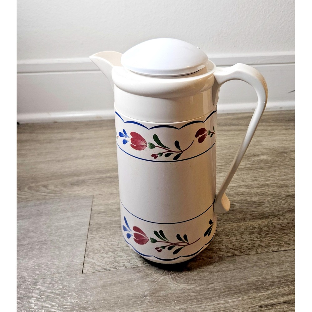NIKKO Vintage Floral Insulated Thermal Carafe Coffee Tea Mismatched lid